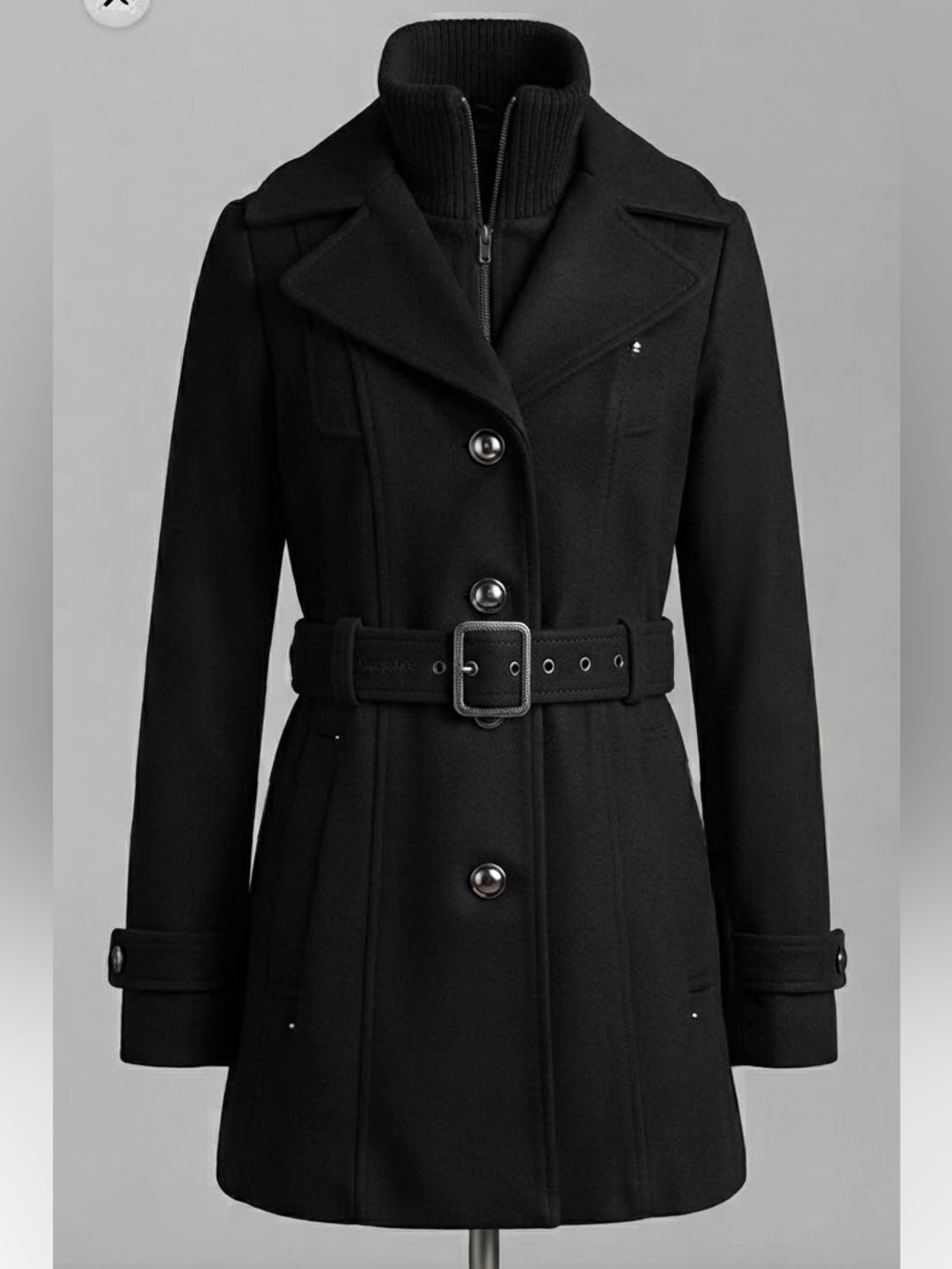 Miss Sixty Vintage Black Double-Breasted Wool Coat Jacket Outerwear Size XS